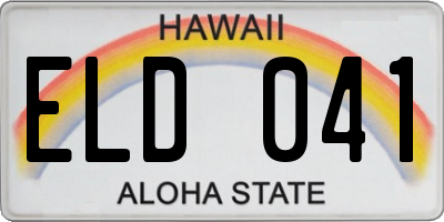 HI license plate ELD041