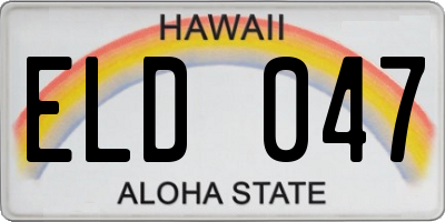 HI license plate ELD047