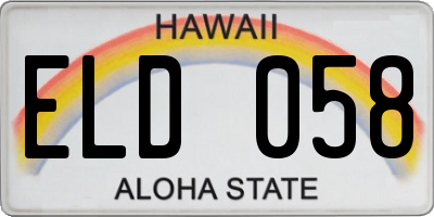 HI license plate ELD058