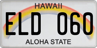HI license plate ELD060