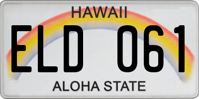 HI license plate ELD061