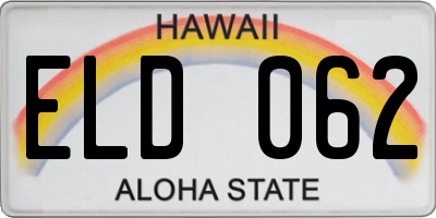 HI license plate ELD062