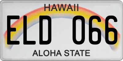 HI license plate ELD066