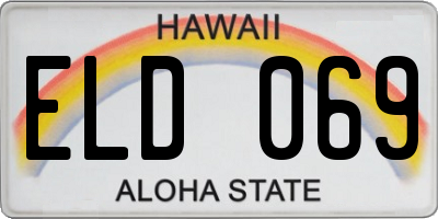HI license plate ELD069