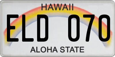 HI license plate ELD070
