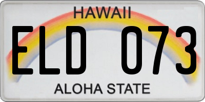 HI license plate ELD073