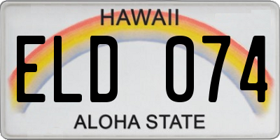 HI license plate ELD074