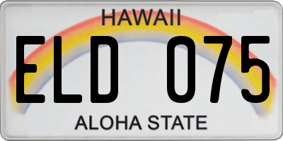 HI license plate ELD075