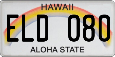 HI license plate ELD080