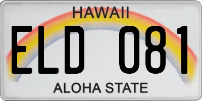 HI license plate ELD081