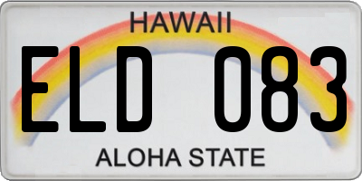 HI license plate ELD083