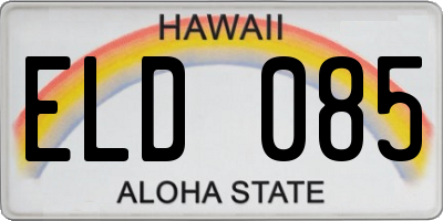 HI license plate ELD085