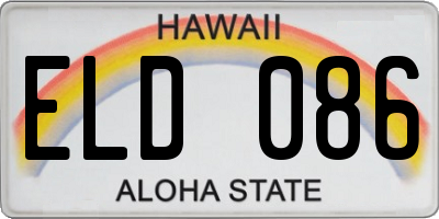 HI license plate ELD086
