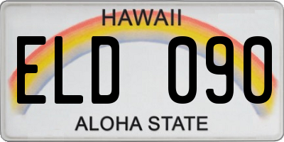 HI license plate ELD090