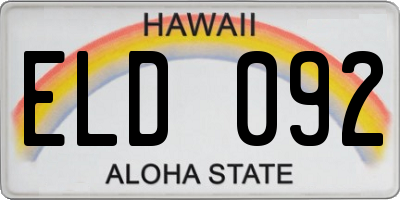 HI license plate ELD092