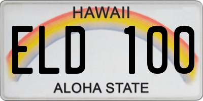 HI license plate ELD100