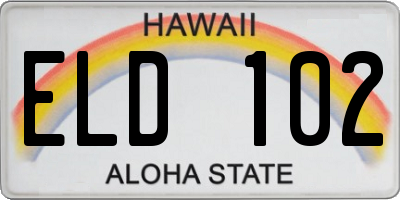 HI license plate ELD102