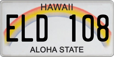 HI license plate ELD108