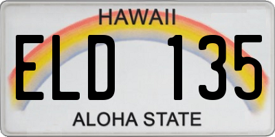 HI license plate ELD135