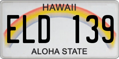 HI license plate ELD139