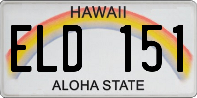 HI license plate ELD151