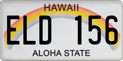HI license plate ELD156