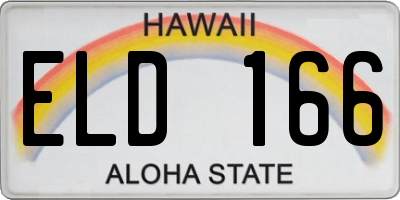 HI license plate ELD166
