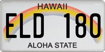 HI license plate ELD180