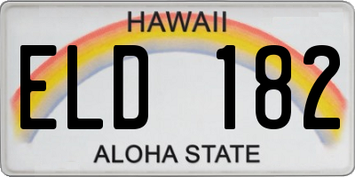 HI license plate ELD182