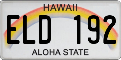HI license plate ELD192