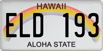 HI license plate ELD193