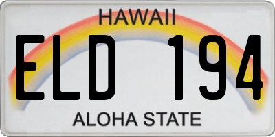 HI license plate ELD194