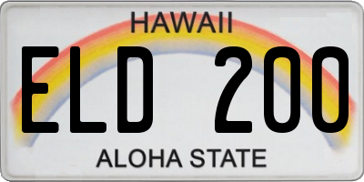HI license plate ELD200