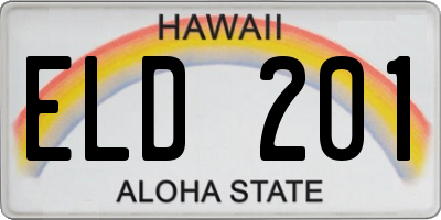 HI license plate ELD201