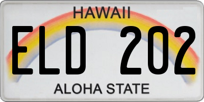 HI license plate ELD202