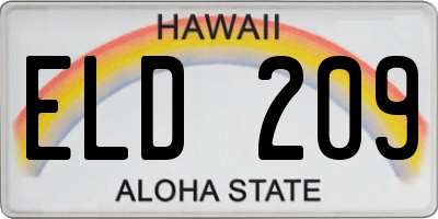 HI license plate ELD209