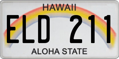 HI license plate ELD211