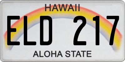 HI license plate ELD217