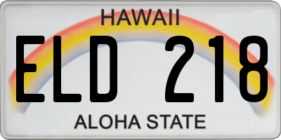 HI license plate ELD218