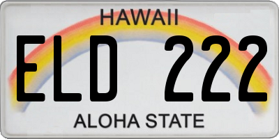 HI license plate ELD222