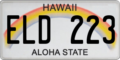 HI license plate ELD223
