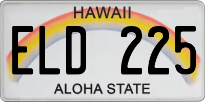 HI license plate ELD225
