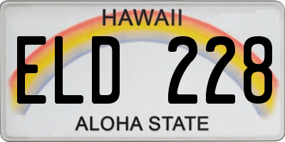 HI license plate ELD228