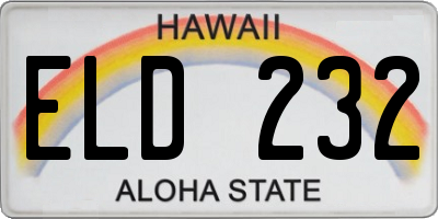 HI license plate ELD232