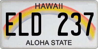 HI license plate ELD237