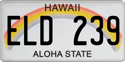 HI license plate ELD239