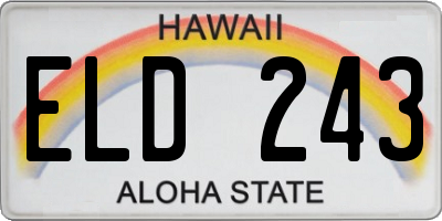 HI license plate ELD243