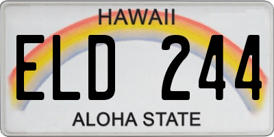 HI license plate ELD244