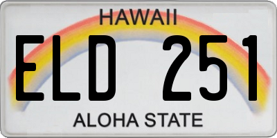 HI license plate ELD251