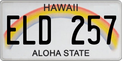 HI license plate ELD257